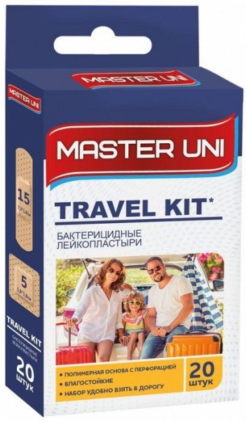 Лейкопластырь бактерицидный Master Uni Travel Kit полимерная основа 20шт фотография