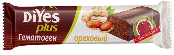 Гематоген ДиYES Ореховый на фруктозе в шоколадной глазури 35 г фотография